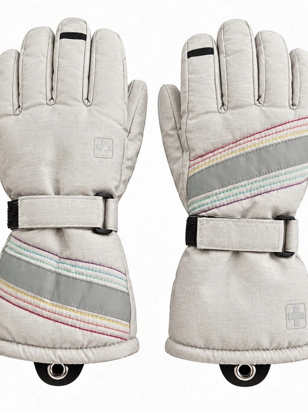 Swiss Tech Ski Gloves in White & Gray